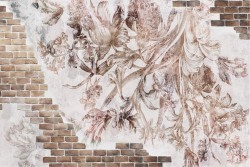 Wallpaper Design and Styles Flora and Fauna Surfaces and Textures Flowers Plaster Bricks Vintage