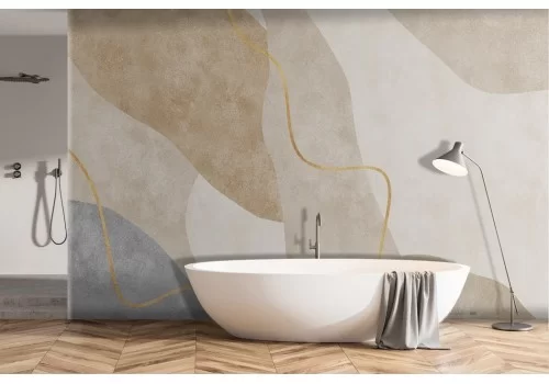 Carta da parati astratta onde marrone oro