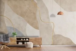 Carta da Parati Adesiva astratta onde marrone oro