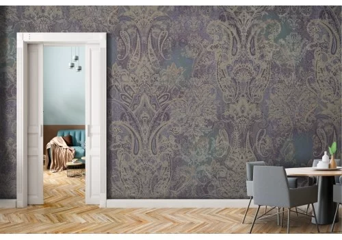 Vintage purple gold damask wallpaper 2