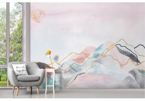 Carta da Parati montagne astratte linee paesaggio 2