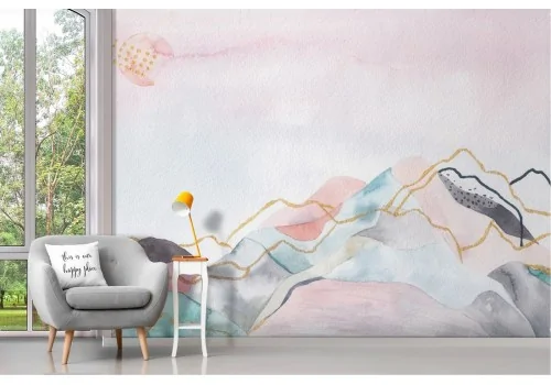 Carta da Parati montagne astratte linee paesaggio 2