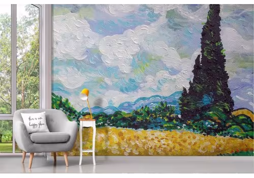 Van Gogh landscape painted wallpaper 2