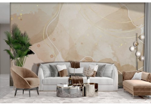 Abstract wallpaper white gold wave spots 2