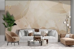 Adhesive Wallpaper Abstract Waves White Gold Spots