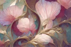 Carte da Parati fiori rosa e oro