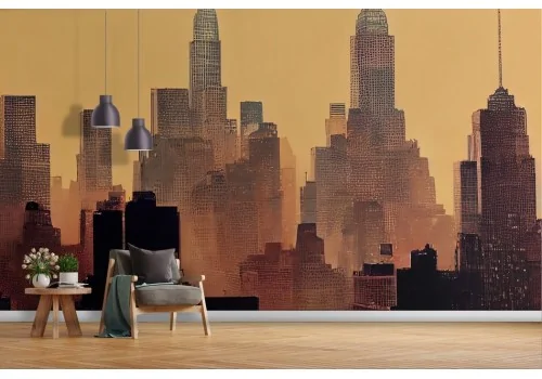 Abstract New York Wallpaper Orange -a435