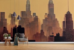 Abstract New York orange wallpaper