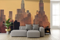 Abstract New York Orange Adhesive Wallpaper