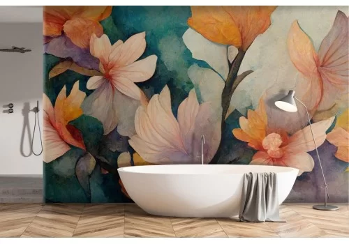 Carta da parati dipinto fiori colorati