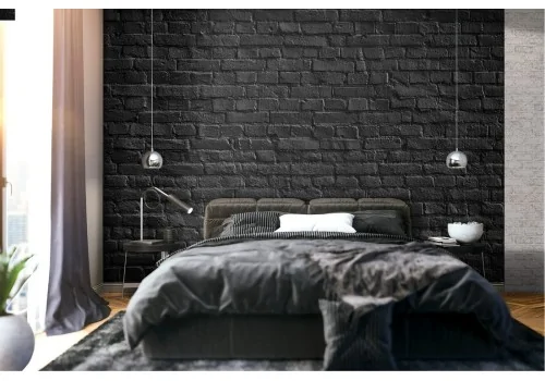 Black brick surface wallpaper