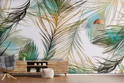 Carta da Parati foglie tropicali design astratto natura