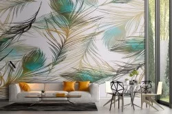 Carta da Parati foglie tropicali design astratto natura