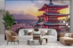 Adhesive Wallpaper Japanese Landscape Sunset