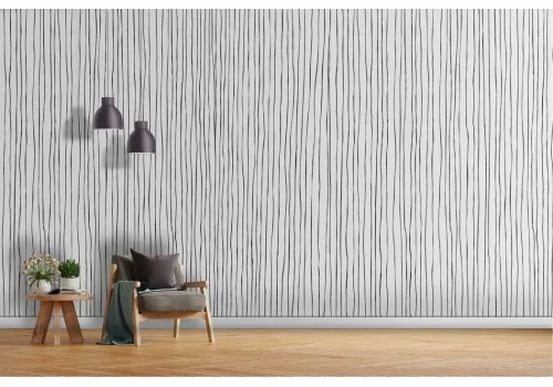 White Wallpaper with Stylized Black Stripes -a443