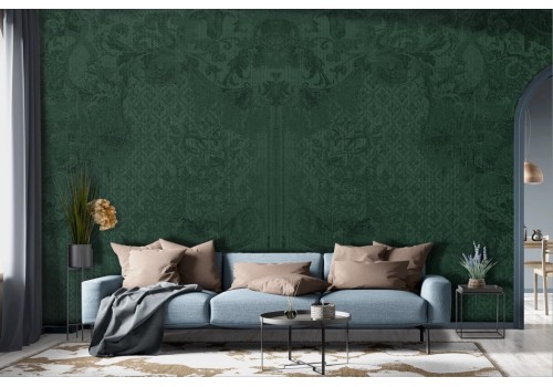 Dark green damask vintage wallpaper