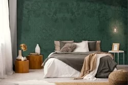 Dark Green Damask Vintage Adhesive Wallpaper