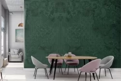 Green damask wallpaper