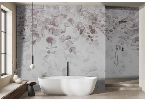 Carta da parati astratta fiori e foglie rosa