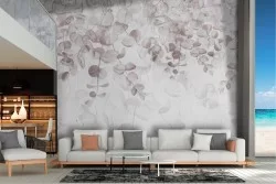 Pink flowers and leaves wallpaper