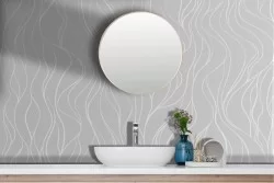 Adhesive Wallpaper stylized white and gray waves