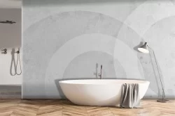 Carta da parati effetto marmo con ombre cerchi