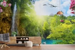 Adhesive Wallpaper Oriental Zen Waterfall in Nature