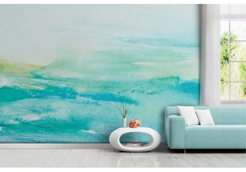 Abstract Watercolor Wallpaper in Blue Green -a458