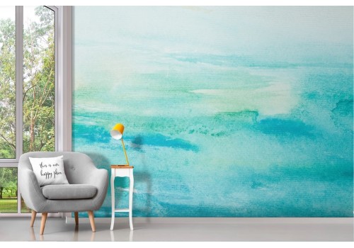 Abstract watercolor blue green wallpaper 2