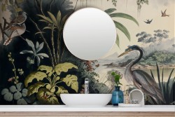 Adhesive Wallpaper Vintage Tropical Landscape