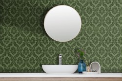 Vintage Damask Green Adhesive Wallpaper