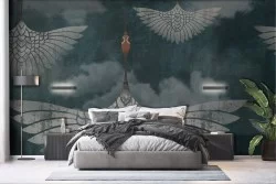 Carta da parati astratta scura con aquila