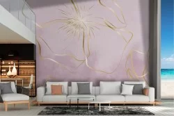 Carta da Parati fiori rosa e oro