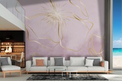 Pink and gold floral wallpaper