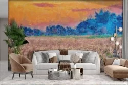 Adhesive Wallpaper with artistic canvas effect