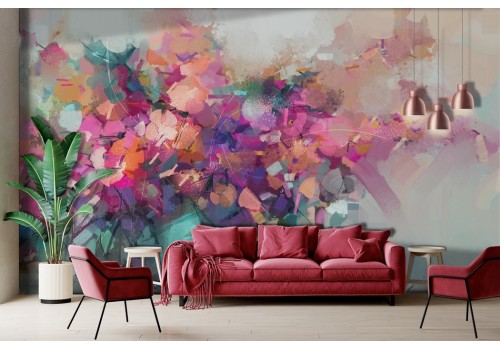 Abstract flowers colorful painting wallpaper