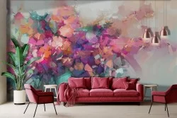 Abstract flowers colorful painting wallpaper
