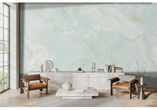 Carta da parati marmo verde finiture oro