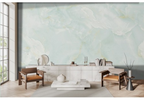 Green marble wallpaper with gold finishes