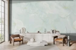Green marble wallpaper with gold finishes