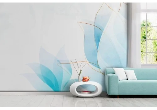 Stylized flower wallpaper in blue -a475
