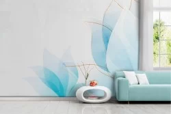 Carta da parati fiore stilizzato azzurro