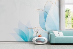 Blue stylized flower wallpaper