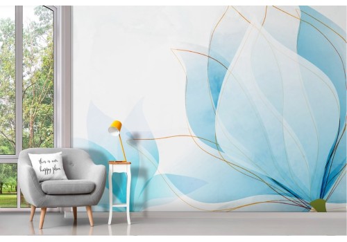 Blue stylized flower wallpaper 2