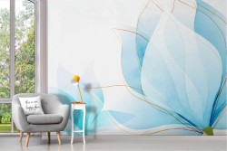 Adhesive Wallpaper Stylized Blue Flower