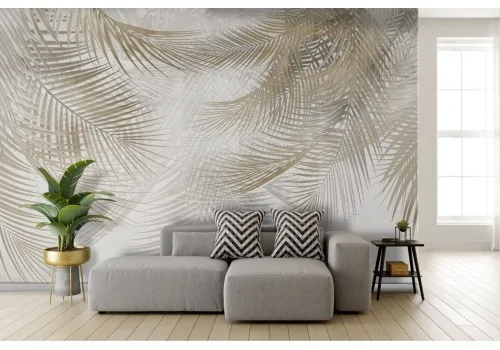 Abstract tropical leaves brown gray wallpaper 2