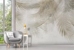 Carta da Parati foglie tropicali marrone