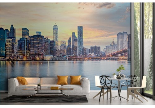 New York wallpaper with Brooklyn Bridge at sunset 2