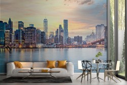 Adhesive Wallpaper New York with Brooklyn Bridge at Sunset