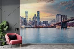 Carta da Parati Ponte di Brooklyn tramonto